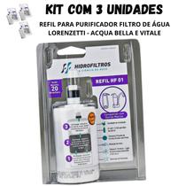 3 Refil Vela Filtro Água Lorenzetti Acqua Bella Vitale Rv-01