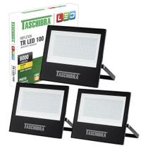 3 Refletor Holofote Led 100w 3000k Quente Taschibra Bivolt