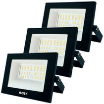 3 Refletor Led Easy 50W Luz Branco Frio 6500K Bivolt 127/220v