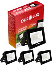 3 Refletor Ourolux Slim 10w Bivolt Ip65 Cor Da Luz 6500k