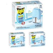 3 Repelente Raid Quarto Criança Líquido 3 Aparelho + 3 Refil
