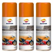 3 Repsol Moto Cleaner & Polish Limpeza A Seco 400ML