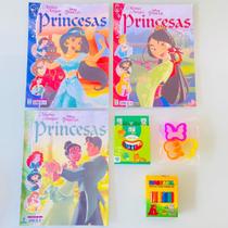 3 Revistas Princesas Disney Colorir Brincar + Lápis Massinha