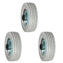 3 Roda Maciça Pu 6X2 Eixo 5/8 Rolete Ajax Cinza