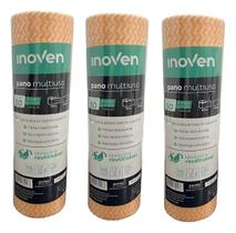 3 Rolos De Pano Tipo Perfex 28cm X 25 Metros Inoven Laranja