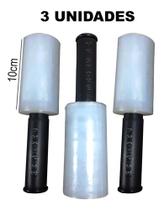 3 Rolos Filme Stretch Com Aplicador Giratório P/ Embalagens