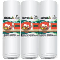 3 Rolos Nanocubos 20X500Cm Sacos Ranhura Seladora A Vácuo