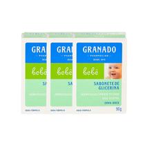3 Sabonete Barra de Glicerina Granado Bebê Erva-doce 90g