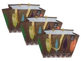 3 Sacolas Ráfia Retornável Grande 39x44x22cm Nativa B4u 3 Sacolas Ráfia Retornável Grande 39x44x22cm Nativa B4u
