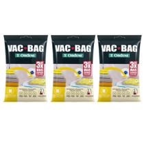 3 Sacos Ordene Vac Bag para Roupas Médio 45x65cm A Vácuo Polietileno Reutilizável