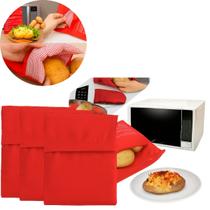 3 Sacos Pra Assar Batatas Poliéster Vermelho Térmico 20x24cm