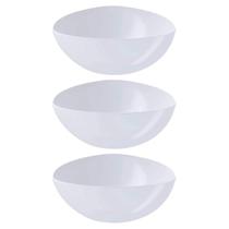 3 Saladeiras Triangulares Tigelas Plástico 2,5L Branco Coza Bacias Saladas Pipoca Sobremesas