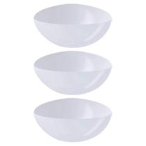 3 Saladeiras Triangulares Tigelas Plástico 2,5L Branco Coza Bacias Saladas Pipoca Sobremesas