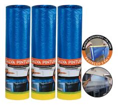 3 Salva Pintura 140cm X 20m Revestimento Com Fita - Salvabras
