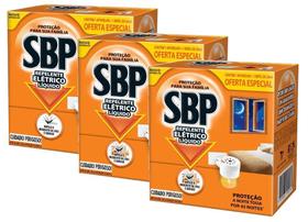 3 SBP Repelente Elétrico Líquido 45 Noites Aparelho + Refil