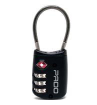 3 SEGREDOS com CORDA Cadeado TSA - Preto