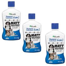 3 Shampoo 6 em 1 Matt Anti Pulgas, Carrapatos e Sarna para Cães e Gatos