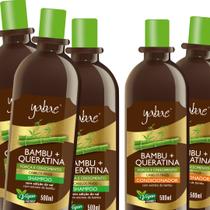 3 Shampoos e 2 Condicionadores Bambu e Queratina 500ml Yabae