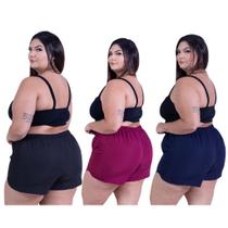 3 Short Praia Feminino De Banho Piscina Plus Size Tactel Bermuda Soltinha