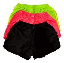 3 Short tactel feminino para academia moda fitness saida praia piscina clube