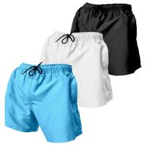 3 Short Tactel Moda Praia Masculino Bermuda Lisa Secagem Rápida