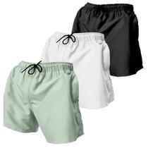 3 Short Tactel Moda Praia Masculino Bermuda Lisa Secagem Rápida