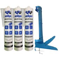 3 Silicone Acético Vedação Branco Profissional Com Aplicador 3 Silicone Acético Vedação Branco Profissional Com Aplicador