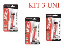 3 Silicone Alta Temperatura Automotivo Vermelho Tek Bond 50g