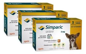 3 Simparic Antipulgas Para Cães Cão De 1,3 A 2,5 Kg 5 Mg 9cp