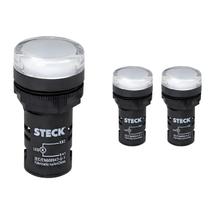3 Sinaleiro LED 22,5mm Steck 110V Luminoso Branco SLDS1105