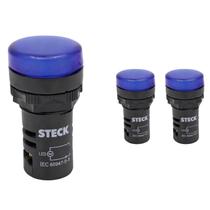3 Sinaleiro LED 22,5mm Steck 220V Luminoso Azul SLDS2204
