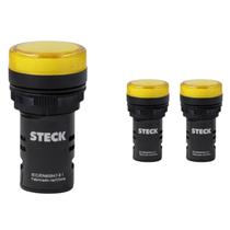 3 Sinaleiro LED 22mm Steck 24V Luminoso Amarelo SLDS243 3 Sinaleiro LED 22mm Steck 24V Luminoso Amarelo SLDS243