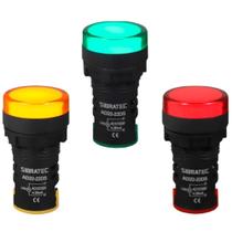 3 Sinaleiros Led 22mm 127/220v Ad22 Verde Vermelho Amarelo