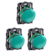 3 Sinalizador Plástico 22mm 250V Verde Para Lâmpada Ba9s Schneider