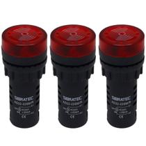 3 Sirene Buzzer e Sinalizador Luminoso AD22 Intermitente 220Vca 72dB SIBRATEC