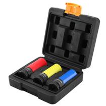 3 Soquetes de Impacto 17 19 e 21mm com Encaixe 1/2 Pol. e Ma