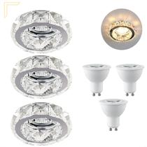 3 Spot de Embutir Cristal Gesso Sala Ac972 + Led Branco frio 4,9W TDL 35