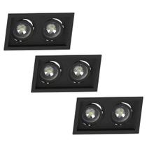 3 Spot Duplo 2 Lâmpadas Recuado E27 Par20 Save Energy