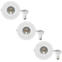 3 Spot Emb Face Plana PAR20 + 1 Lâmpada LED 6W 2700K E27 3 Spot Emb Face Plana PAR20 + 1 Lâmpada LED 6W 2700K E27