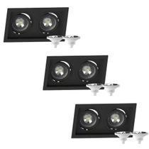 3 Spot Embutir Duplo Recuo + Lâmpada AR111 Led 12W 4000k