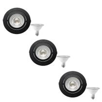 3 Spot Embutir Face Plana PAR30 + 1 Lâmpada LED 10W 6500K E27