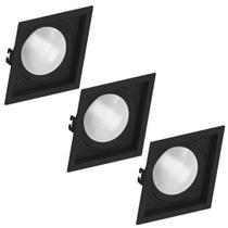 3 Spot Embutir Recuado Par30 E27 Preto Save Energy Quadrado