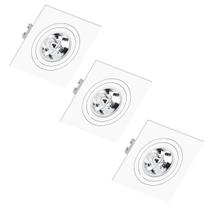 3 Spot Face Plana AR70 GU10 Embutido Quadrado Save Energy