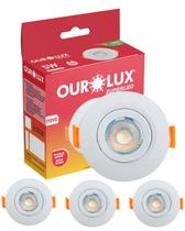 3 Spot Led Redondo De Embutir Bivolt 5w 6400k Ourolux