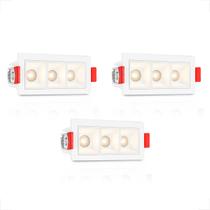 3 Spot Micro Triplo Downlight Led 4000k Embutir Quarto Bet91