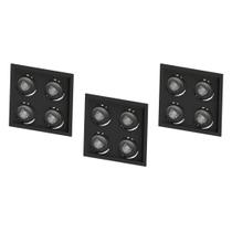 3 Spot Quadrado Quádruplo Lâmpada AR70 Save Energy Preto