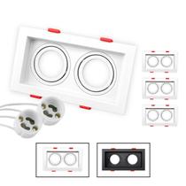 3 Spot Recuado Duplo Embutir Led Mr16 Gu10 Luminária Teto Sala Quarto Lâmpada Dicroica Branco Preto Cor:Branco 3 Spot Recuado Duplo Embutir Led Mr16 Gu10 Luminária Teto Sala Quarto Lâmpada Dicroica Branco Preto Cor:Branco