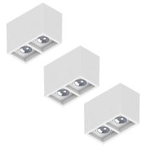 3 Spot Sobrepor Save Energy Boxit Duplo Ar70 Gu10 Branco