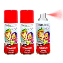 3 Spray Cabelo Maluco Temporário Vermelho Carnaval Festas