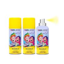 3 Spray de Cabelo Maluco Temporário Amarelo Carnaval Festas 3 Spray de Cabelo Maluco Temporário Amarelo Carnaval Festas